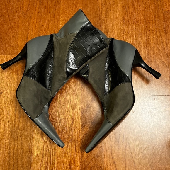 Vintage Blue Patchwork Leather Booties - Picture 1 of 12